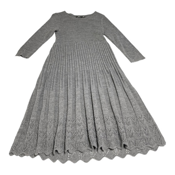 Nina Leonard Paris Gray Knit Pleated Sweater Dress Size M - Picture 8 of 14